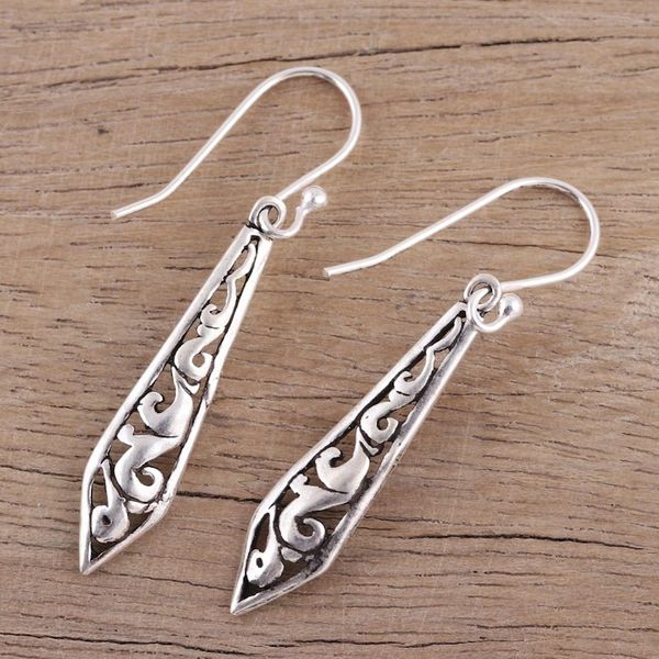 Alternate image for Dagger Shaped Sterling Silver Dangle Earrings from India Sword of Delhi