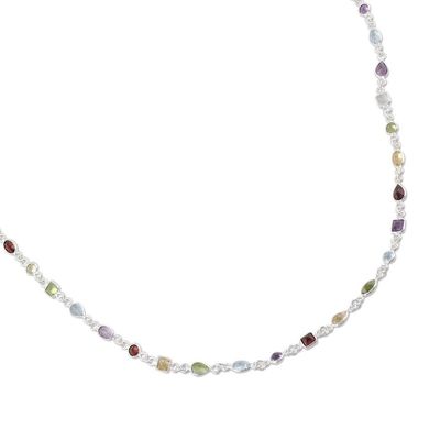 Alternate image for Multi-Gem Station Necklace Garnet Amethyst Citrine Delightful Colors