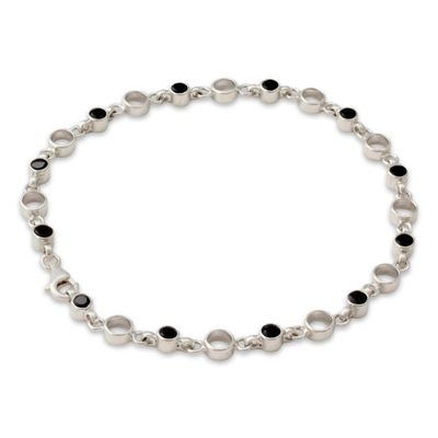 Alternate image for Classic Sterling Silver and Smoky Quartz Anklet Elegant Simplicity