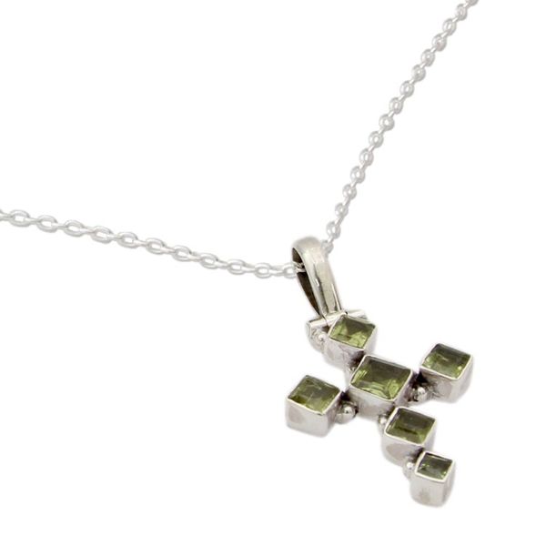 Alternate image for Cross Jewelry Peridot and Sterling Silver Necklace Joyous Cross