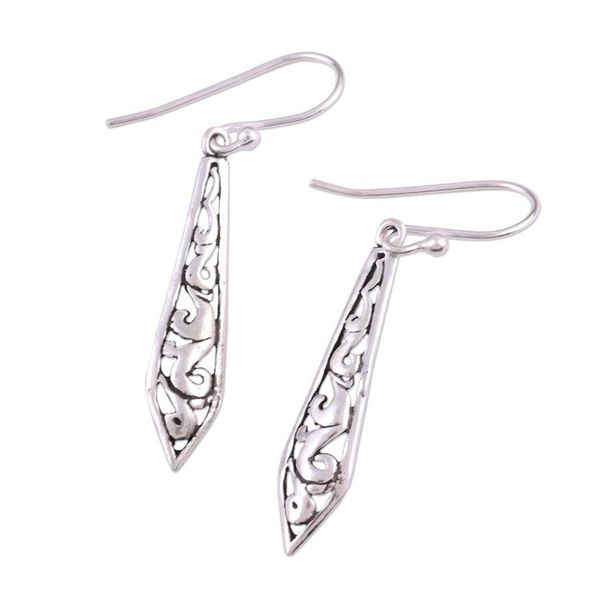 Alternate image for Dagger Shaped Sterling Silver Dangle Earrings from India Sword of Delhi