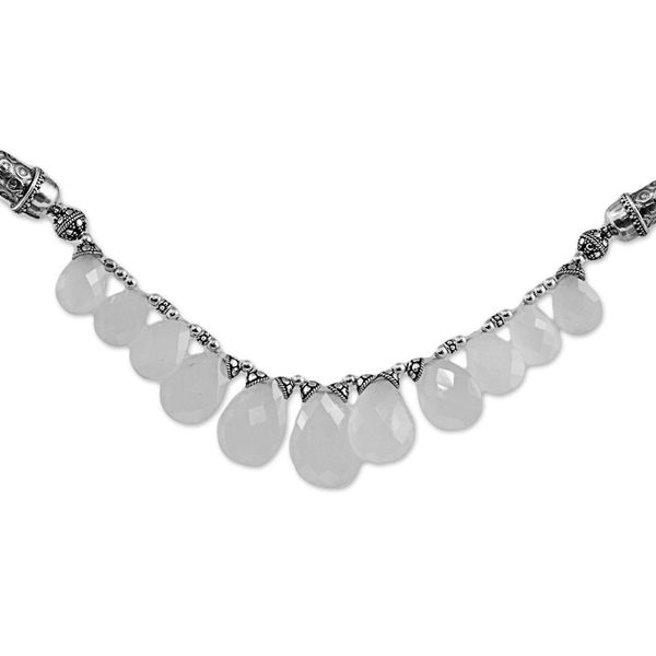 Alternate image for White Chalcedony and Sterling Silver Choker Necklace White Petals
