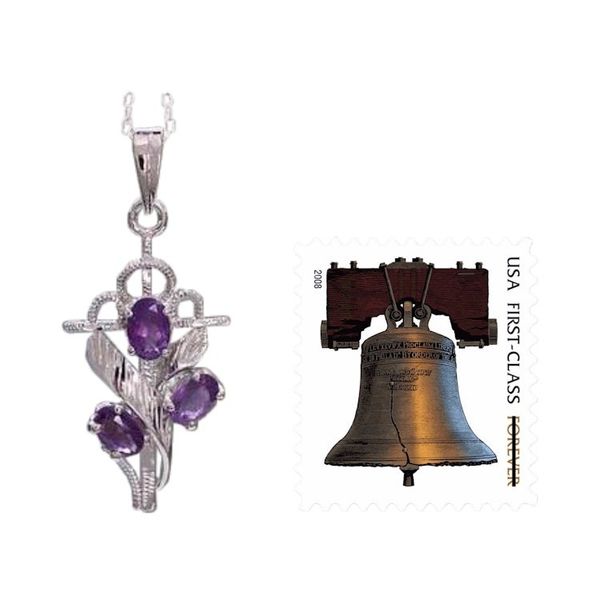 Alternate image for Amethyst and Silver Cross Necklace with Rhodium Plating Holy Trinity