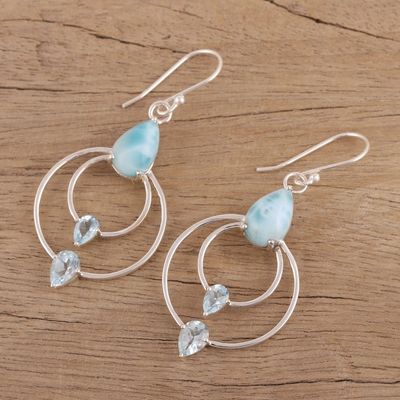 Alternate image for Blue Topaz and Larimar Dangle Earrings from India Sparkling Sky