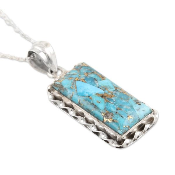 Alternate image for Artisan Crafted Sterling Silver Pendant Necklace Royal Mirror in Blue