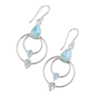 Alternate image for Blue Topaz and Larimar Dangle Earrings from India Sparkling Sky