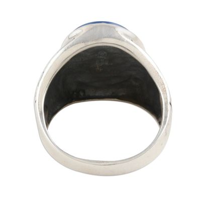 Alternate image for Blue Chalcedony and Sterling Silver Mens Ring All the Angles