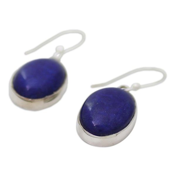 Alternate image for Sterling Silver Lapis Lazuli Dangle Earrings from India Oval Seas