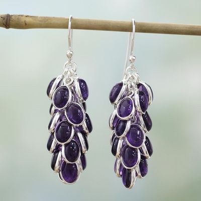 Alternate image for Sterling Silver and Amethyst Earrings Indian Jewelry Grapes of Love