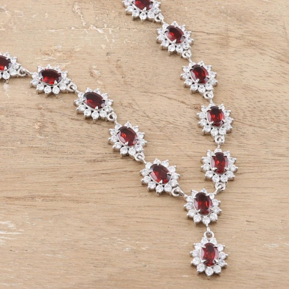 Garnet Y-necklace 'Scarlet Splendor'