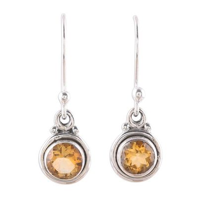 Alternate image for Faceted Citrine Dangle Earrings from India Glistening Circles
