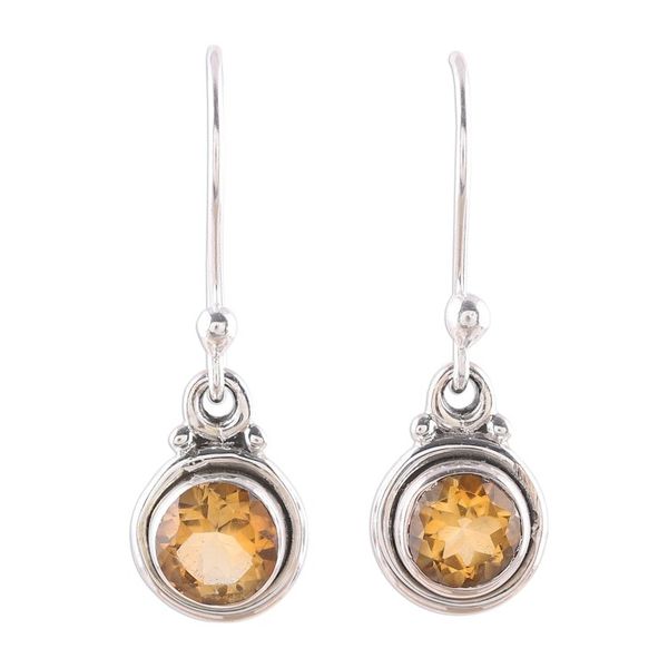 Alternate image for Faceted Citrine Dangle Earrings from India Glistening Circles