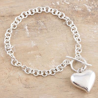 Alternate image for Sterling Silver Heart Charm Bracelet Expectation of Love