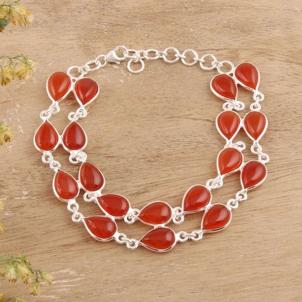 Alternate image for Drop-Shaped Carnelian Link Bracelet from India Eternal Nature