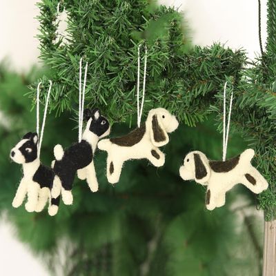 Alternate image for Set of 4 Wool Felt Dog Ornaments Sit, Stay, Heel