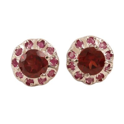 Alternate image for Rhodium-Plated Ruby and Garnet Stud Earrings True Harmony