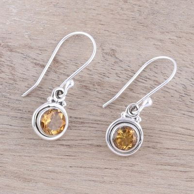 Alternate image for Faceted Citrine Dangle Earrings from India Glistening Circles