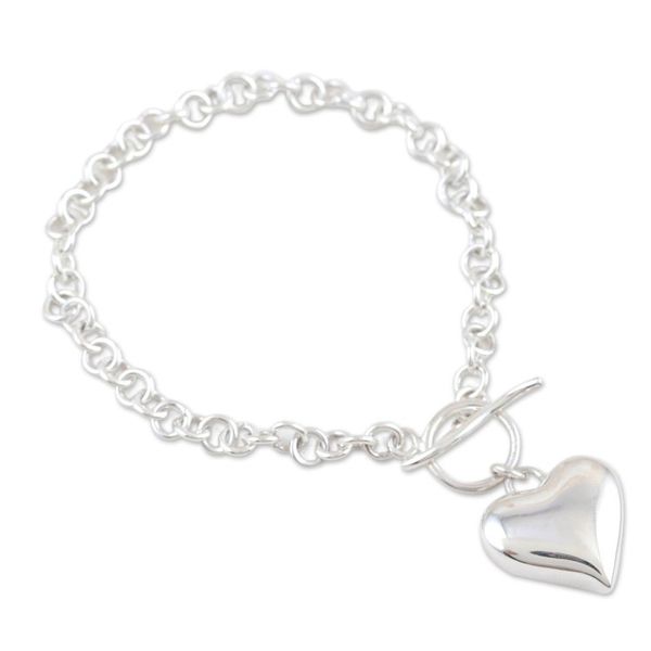 Alternate image for Sterling Silver Heart Charm Bracelet Expectation of Love