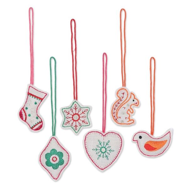 Alternate image for Folk Art Style Jute Christmas Ornaments Set of 6 Holidays at Home