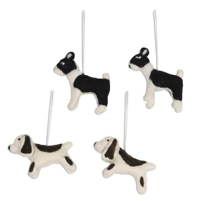 Alternate image for Set of 4 Wool Felt Dog Ornaments Sit, Stay, Heel