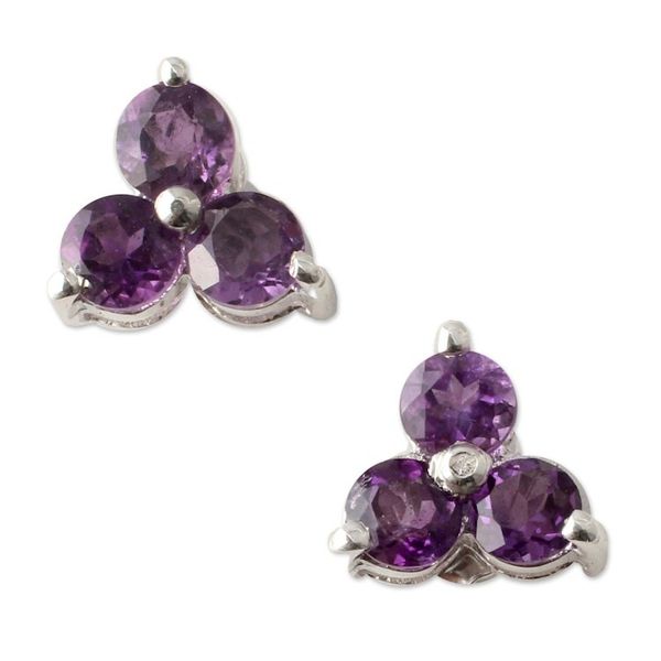 Alternate image for Amethyst Stud Earrings Artisan Crafted Jewelry Charming Trio