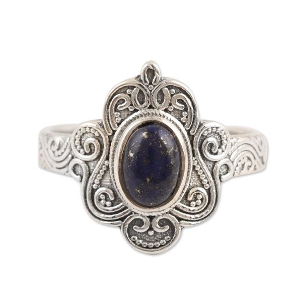 Alternate image for Indian Crafted Lapis Lazuli  Sterling Silver Cocktail Ring Royal Appeal