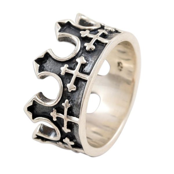 Alternate image for Unisex Sterling Silver Crown-Motif Band Ring Holy Crown
