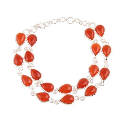 Alternate image for Drop-Shaped Carnelian Link Bracelet from India Eternal Nature