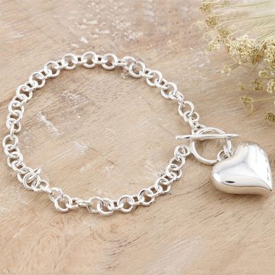 Alternate image for Sterling Silver Heart Charm Bracelet Expectation of Love