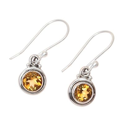 Alternate image for Faceted Citrine Dangle Earrings from India Glistening Circles
