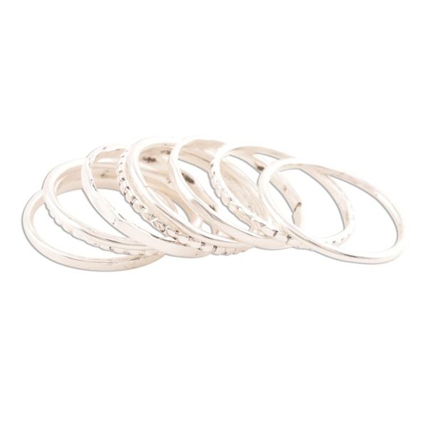 Alternate image for Sterling Silver Stacking Rings Set of 9 Friendship Patterns
