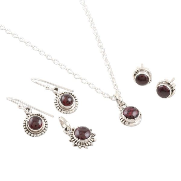 Alternate image for Hand Made Garnet and Sterling Silver Jewelry Set Devoted
