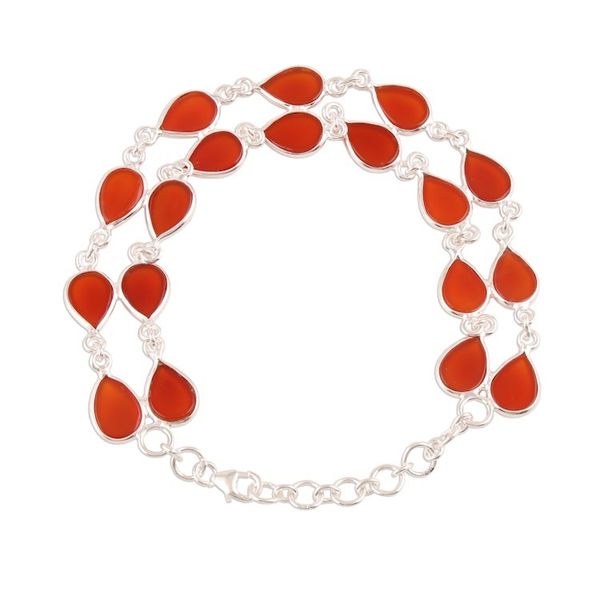 Alternate image for Drop-Shaped Carnelian Link Bracelet from India Eternal Nature