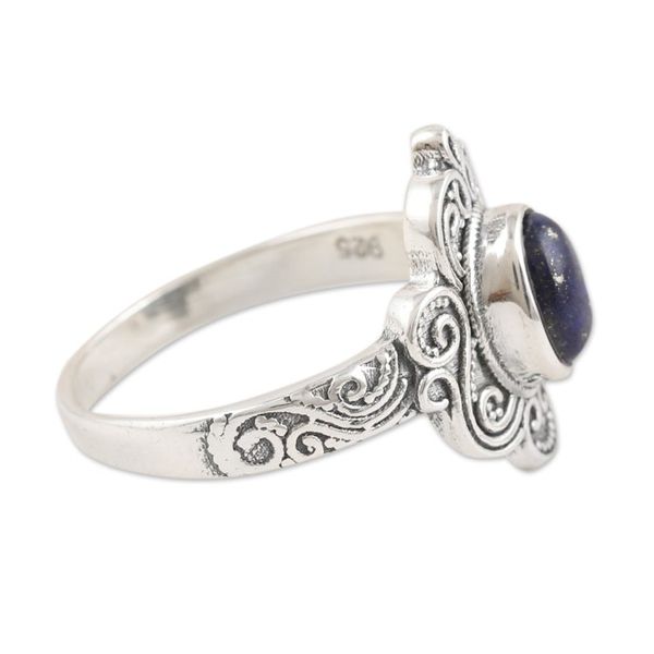 Alternate image for Indian Crafted Lapis Lazuli  Sterling Silver Cocktail Ring Royal Appeal