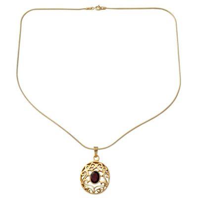 Alternate image for Handcrafted Vermeil and Garnet Necklace Golden Jewelry Golden Goddess