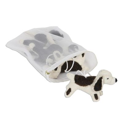 Alternate image for Set of 4 Wool Felt Dog Ornaments Sit, Stay, Heel