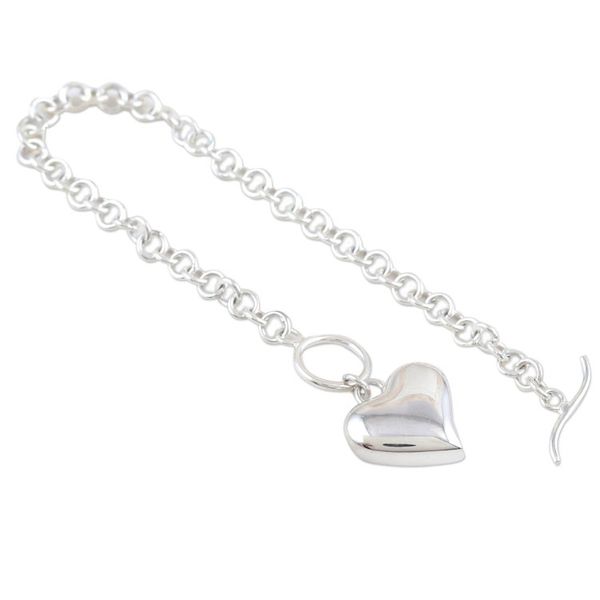 Alternate image for Sterling Silver Heart Charm Bracelet Expectation of Love