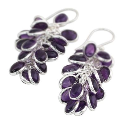 Alternate image for Sterling Silver and Amethyst Earrings Indian Jewelry Grapes of Love