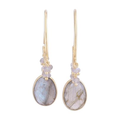 Alternate image for Gold Plated 13 Carat Labradorite Dangle Earrings Regal Beauty