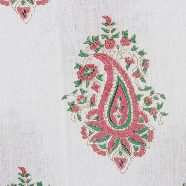 Alternate image for Block-Printed Paisley-Motif Cotton Shawl Contrasting Paisley