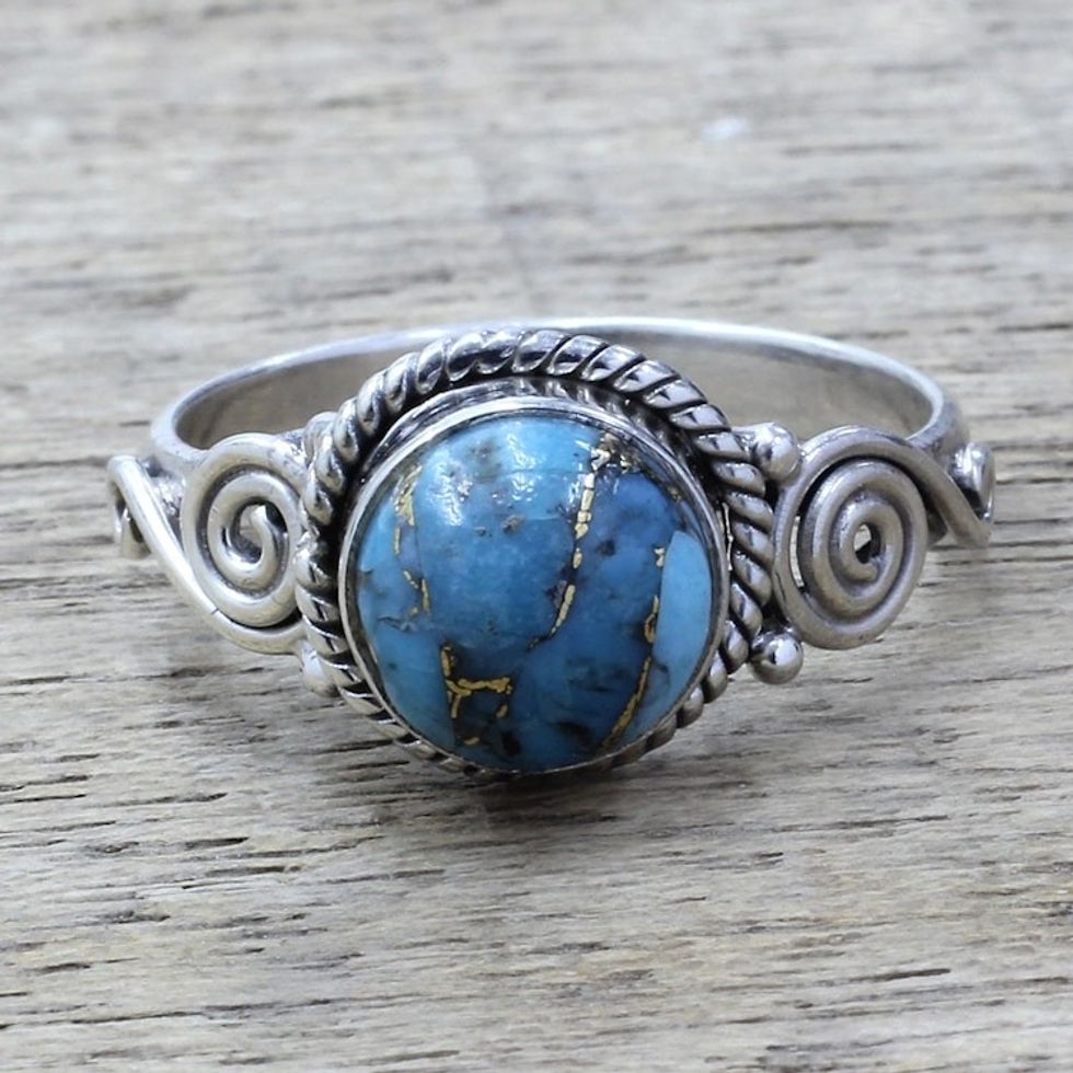 Sterling Silver and Blue Composite Turquoise Cocktail Ring 'Blue Attunement'