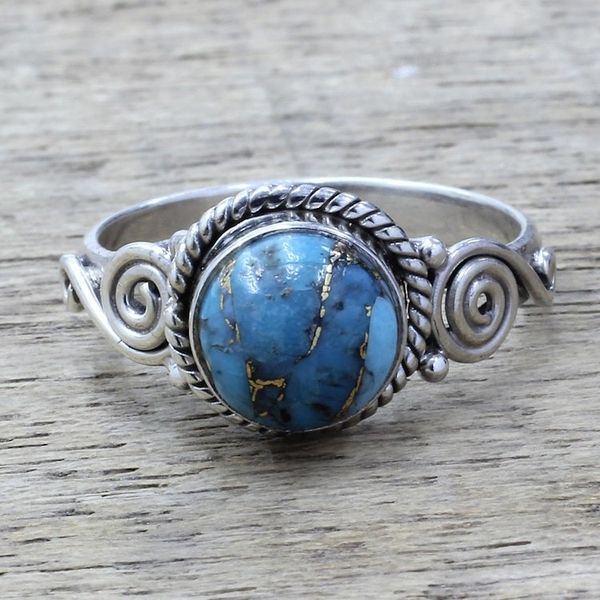 Alternate image for Sterling Silver and Blue Composite Turquoise Cocktail Ring Blue Attunement
