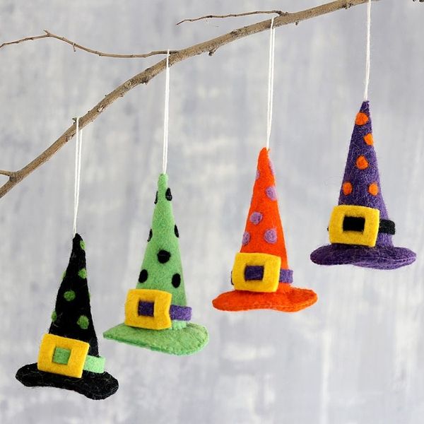 Alternate image for Witch Hat Halloween Ornaments Set of 4 Magical Hats