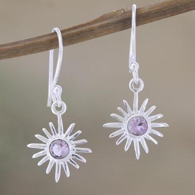 Alternate image for Solar-Inspired Sterling Silver Earrings with Amethyst Lavender Star