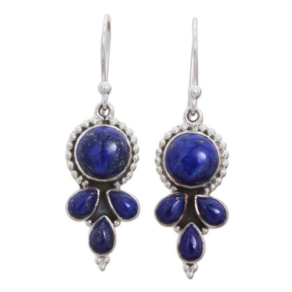 Alternate image for Indian Lapis Lazuli and Sterling Silver Dangle Earrings Starry Fantasy