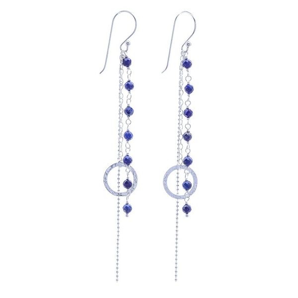 Alternate image for Lapis Lazuli Dangle Earrings with Sterling Rings Solar Love