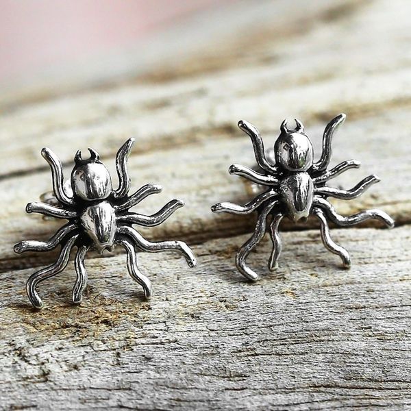 Alternate image for Sterling Silver Stud Earrings Spider Shape from Thailand Little Sun Spiders