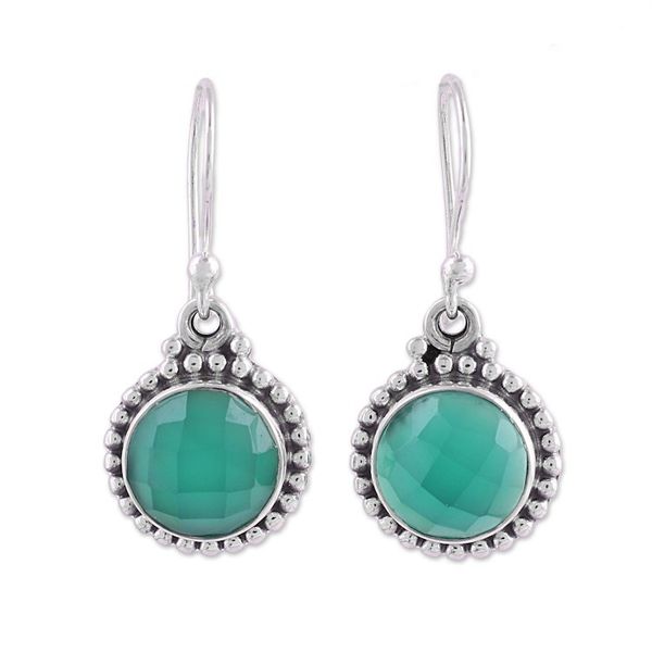 Alternate image for Green Onyx and Sterling Silver Dangle Earrings from India Green Passion