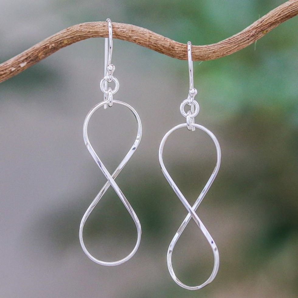 Sterling Silver Infinity Symbol Thai Dangle Earrings 'Infinite Charm'