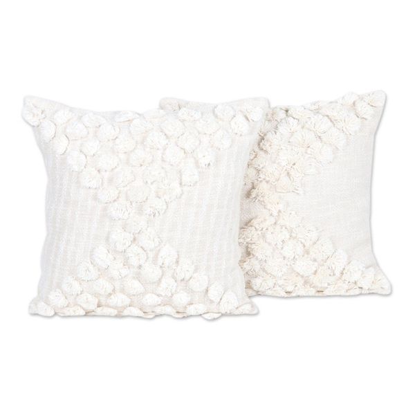 Alternate image for Pair of Cotton Cushion Covers with Ecru Embroidered Details Ecru Caresses